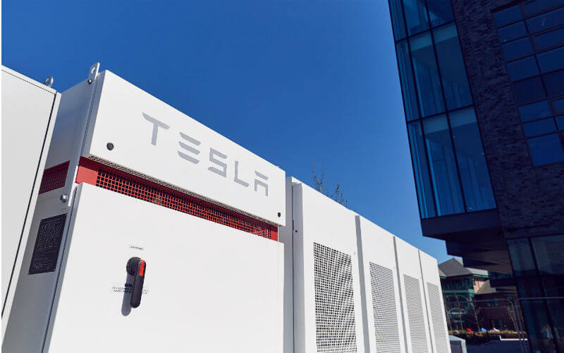 A Tesla Powerpack system at the Bright Building, Manchester.