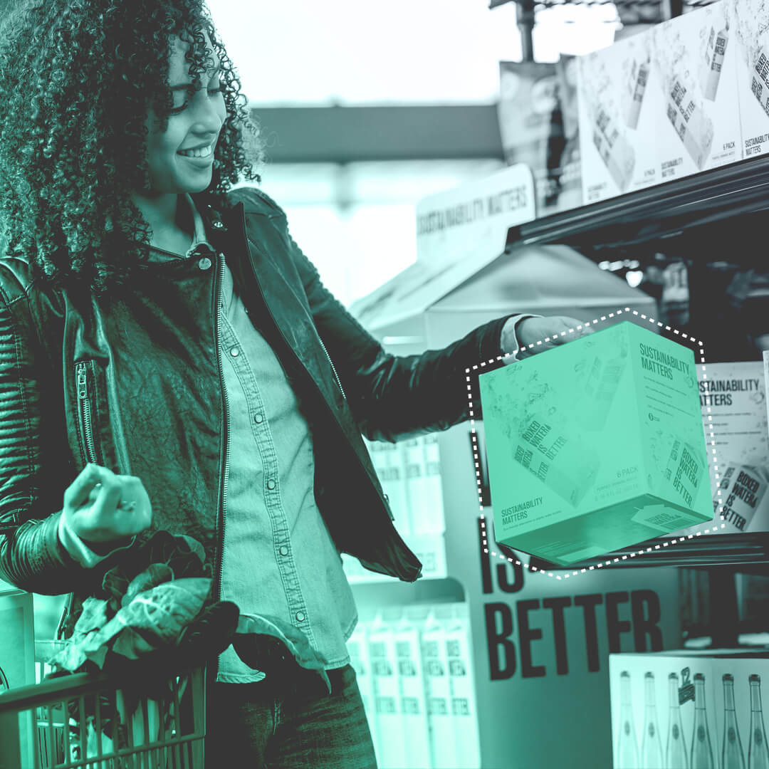 Product detection of a women picking up a box