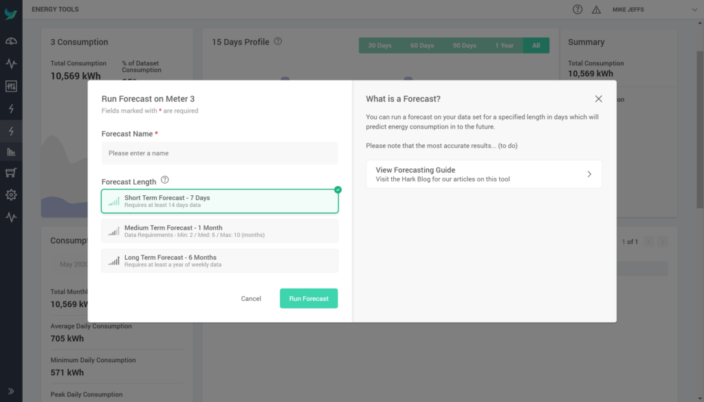 Create an Energy Forecast in Hark's Energy Tools