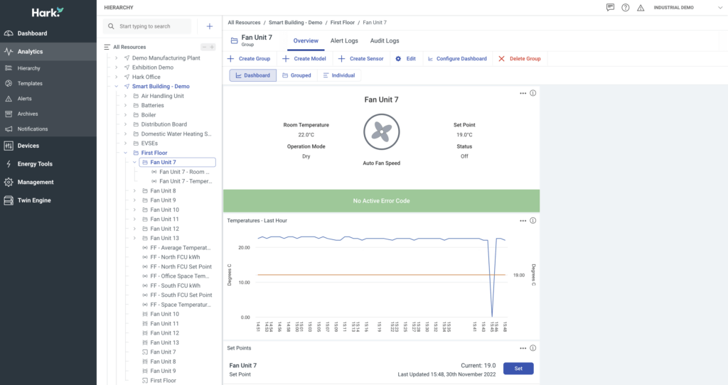 fan unit asset level data demo hark platform